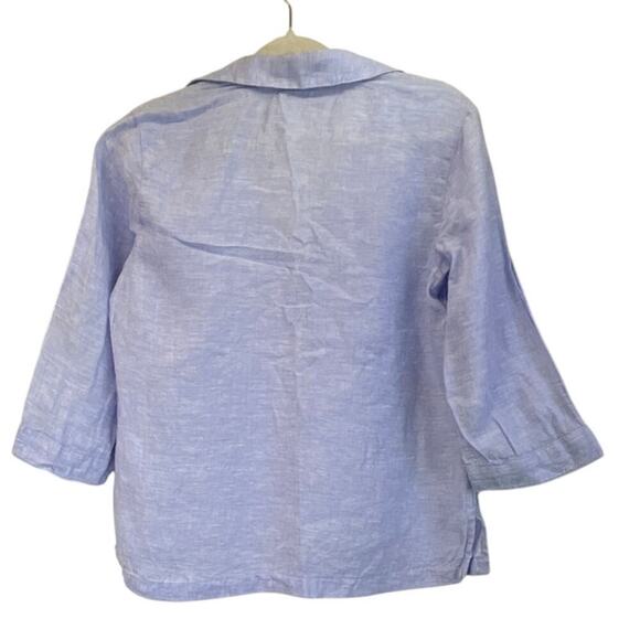 Sigrid Olsen Womens S Lavender 100% Linen V Neck 3/4 Sleeves Coastal Cool - Picture 2 of 6